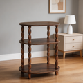 3-Tier Modern Oval Side Table Rustic Brown